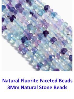 Natural Fluorite Faceted Loose Beads - 3mm